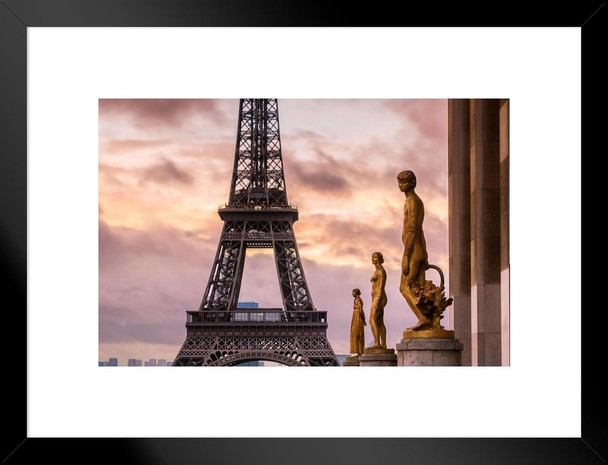 Sunrise Over Eiffel Tower Paris France Photo Matted Framed Art Print Wall Decor 26x20 inch