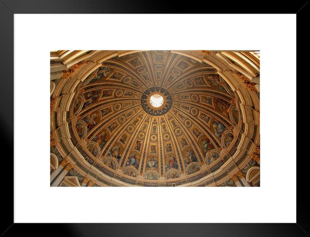 Looking at Dome St Peters Basilica in Rome Italy Photo Matted Framed Art Print Wall Decor 26x20 inch