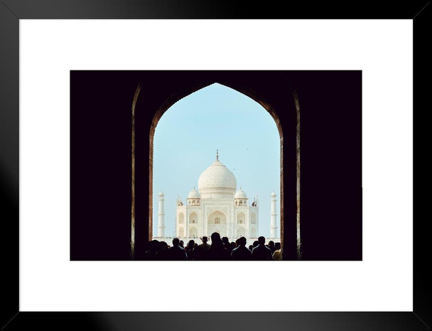 Majestic Taj Mahal Arch Agra India Photo Matted Framed Art Print Wall Decor 26x20 inch