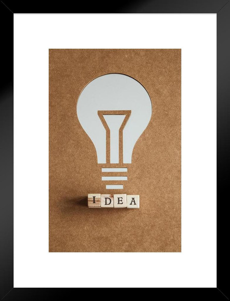 Idea Light Bulb Inspirational Matted Framed Art Print Wall Decor 20x26 inch