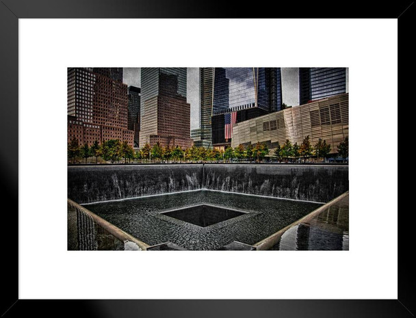 North Tower Memorial by Chris Lord Photo Matted Framed Art Print Wall Decor 20x26 inch