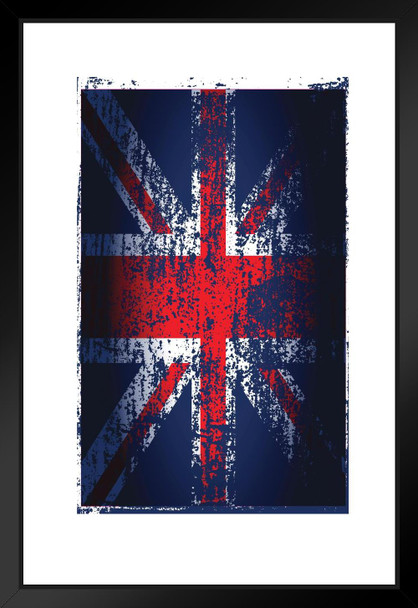 United Kingdom Union Jack Flag with Brush Strokes Matted Framed Art Print Wall Decor 20x26 inch