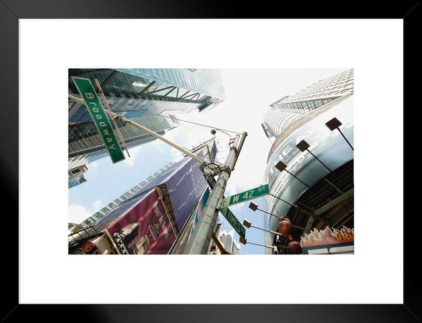 Low Angle Shot Times Square New York Manhattan Photo Matted Framed Art Print Wall Decor 26x20 inch