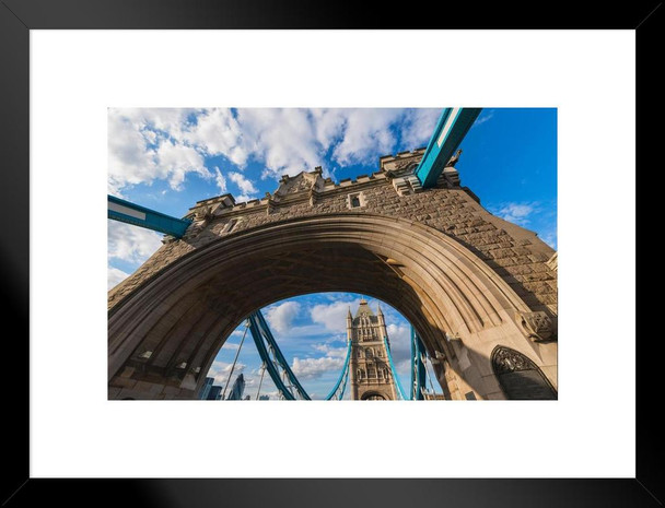 Tower Bridge Arch Low Angle View London England Photo Matted Framed Art Print Wall Decor 26x20 inch