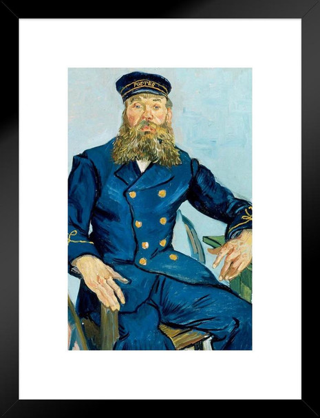 Vincent Van Gogh Seated Portrait Of The Postman Joseph Roulin 1888 Oil On Canvas Painting Matted Framed Wall Art Print 20x26