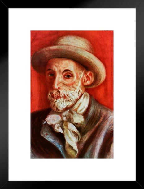 Pierre Auguste Renoir Self Portrait 1910 Impressionism Painting Matted Framed Wall Art Print 20x26