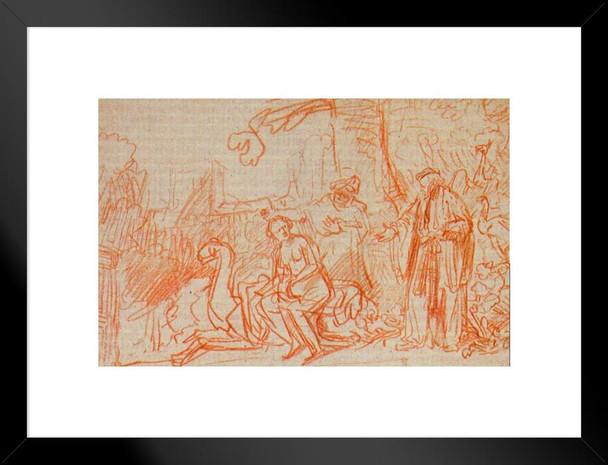 Rembrandt Susanna and the Elders Sanguine On Paper Realism Rembrandt Paintings on Canvas Prints Biblical Drawings Portrait Painting Wall Art Landscape Posters Matted Framed Art Wall Decor 26x20