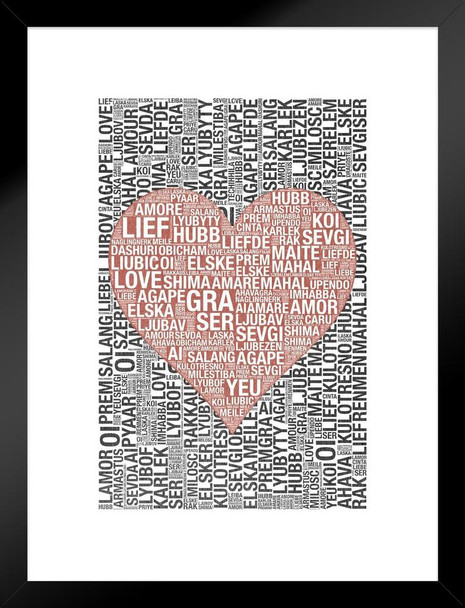 Words Love Red Texture Matted Framed Art Print Wall Decor 20x26 inch