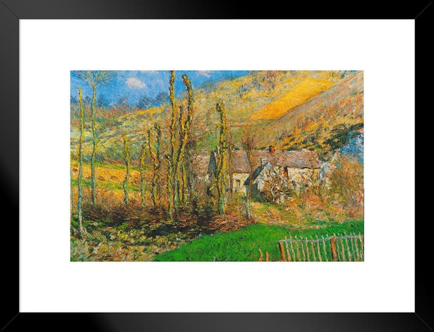 Claude Monet Val de Falaise Giverny 1885 Impressionist Art Posters Claude Monet Prints Nature Landscape Painting Claude Monet Canvas Wall Art French Wall Decor Matted Framed Art Wall Decor 26x20