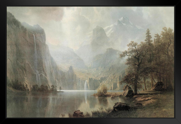 Albert Bierstadt In The Mountains 1867 Luminism Oil On Canvas Landscape Painting Matted Framed Wall Art Print 26x20