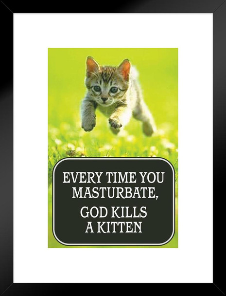 Every Time You Masturbate God Kills a Kitten Humor Matted Framed Art Print Wall Decor 20x26 inch