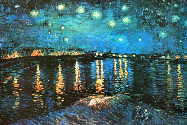 Vincent Van Gogh Starry Night Over Rhone Van Gogh Wall Art Impressionist Painting Style Nature Forest Wall Decor Landscape Night Sky Poster Starry Night Fine Art Cool Wall Art Print Poster 36x24