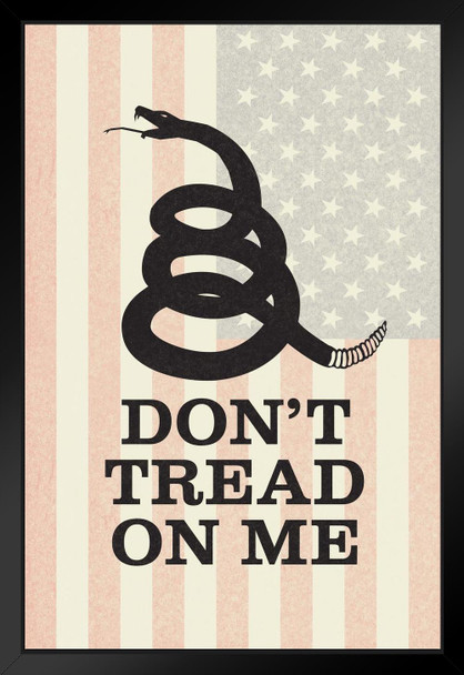 Gadsden Flag Dont Tread On Me Rattlesnake Coiled To Strike Old Glory Faded Textured Matted Framed Art Print Wall Decor 20x26 inch