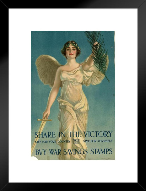 WPA War Propaganda Share In The Victory Save For Your Country Save For Yourself Buy Matted Framed Wall Art Print 20x26