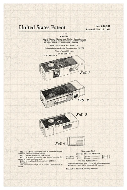 Camera Design 1975 Official Patent Diagram Cool Wall Art Print Poster 12x18