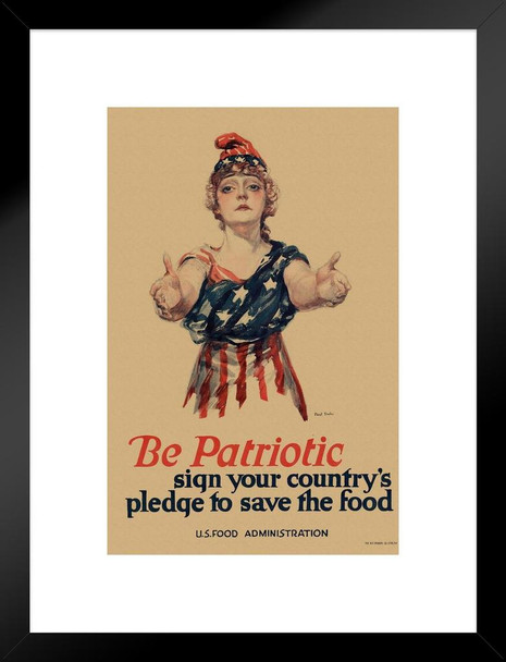 WPA War Propaganda Be Patriotic Sign Your Countrys Pledge To Save Food Matted Framed Wall Art Print 20x26