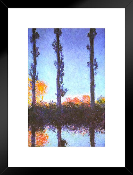 Claude Monet Poplars Impressionist Art Posters Claude Monet Prints Nature Landscape Painting Claude Monet Canvas Wall Art French Wall Decor Monet Art Matted Framed Art Wall Decor 20x26