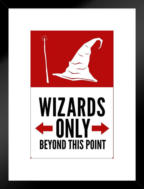 Warning Sign Warning Sign Wizards Only Beyond This Point Matted Framed Art Print Wall Decor 20x26 inch