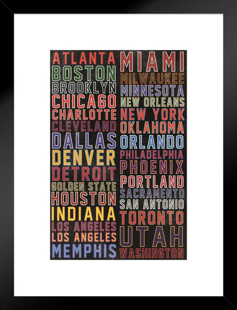 Sports Team Cities Colorful Matted Framed Art Print Wall Decor 20x26 inch