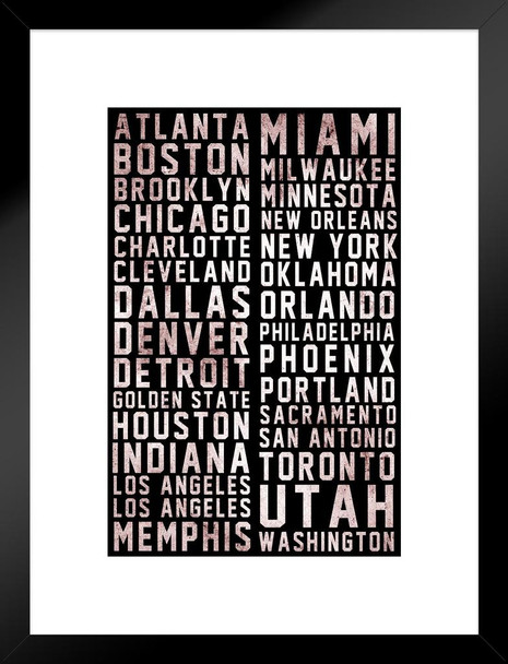 Sports Team Cities Red Text Matted Framed Art Print Wall Decor 20x26 inch