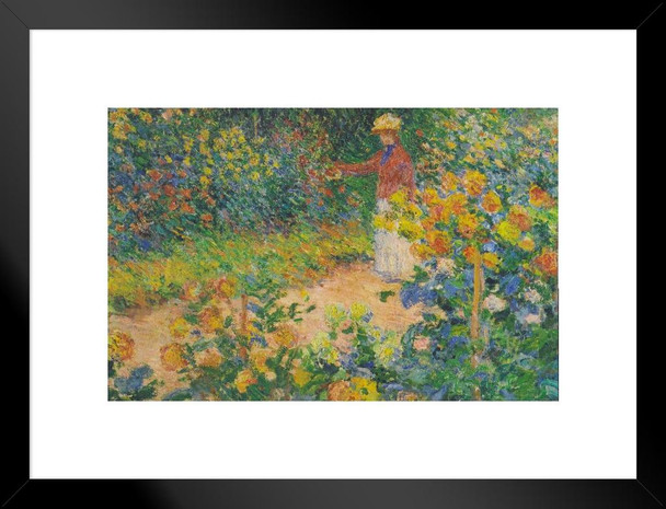Claude Monet In The Garden Impressionist Art Posters Claude Monet Prints Nature Landscape Painting Claude Monet Canvas Wall Art French Wall Decor Monet Art Matted Framed Art Wall Decor 26x20