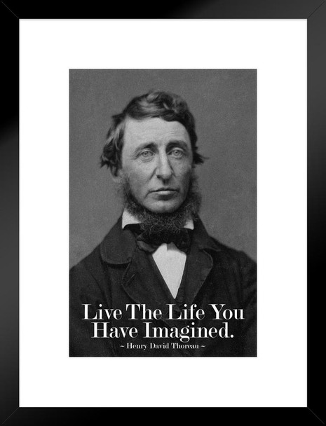 Henry David Thoreau Live The Life You Have Imagined Black White Matted Framed Art Print Wall Decor 20x26 inch