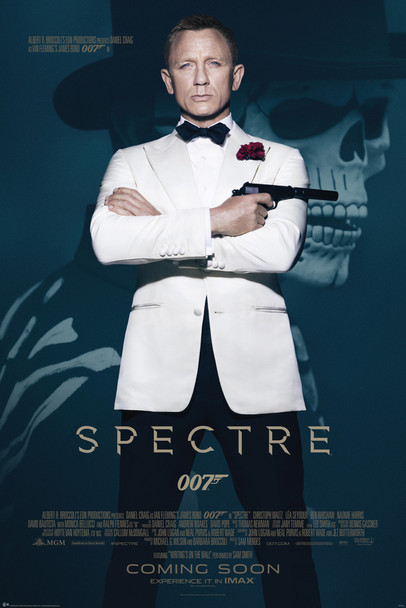 James Bond Spectre 007 Spy Film Movie Daniel Craig Tuxedo Skull One Sheet Credits Cool Wall Decor Art Print Poster 24x36