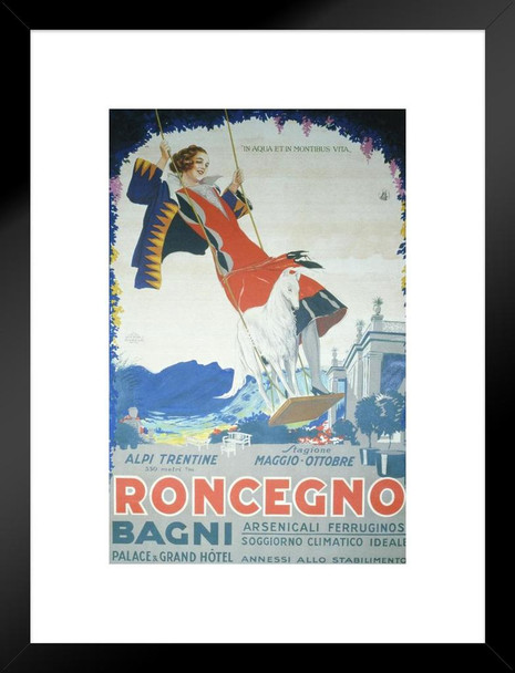 Roncegno Bagni Palace Grand Hotel Vintage Illustration Travel Art Deco Vintage French Wall Art Nouveau French Advertising Vintage Poster Print Art Nouveau Decor Matted Framed Art Wall Decor 20x26