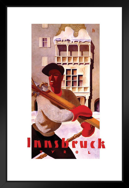 Innsbruck Tyrol Austria Alps Vintage Illustration Travel Art Deco Vintage French Wall Art Nouveau 1920 French Advertising Vintage Poster Print Art Nouveau Decor Matted Framed Art Wall Decor 20x26