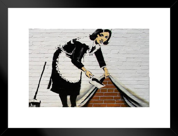 Banksy Maid in London Street Art Banksy Canvas Print Bansky Modern Art Grafitti Canvas Wall Art Street Art Prints Graffiti Art For Wall Art Canvas Retro Pop Art Matted Framed Art Wall Decor 26x20