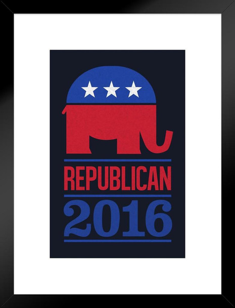 Vote Republican 2016 Elephant Logo Dark Matted Framed Art Print Wall Decor 20x26 inch