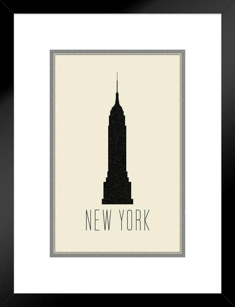 Cities New York City Empire State Building Cream Matted Framed Art Print Wall Decor 20x26 inch