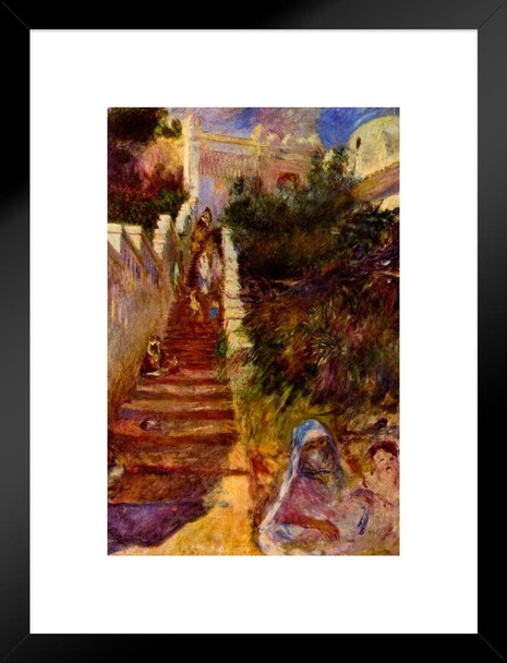 Pierre Auguste Renoir Steps in Algiers Realism Romantic Artwork Renoir Canvas Wall Art French Impressionist Art Posters Portrait Painting Stair Posters Matted Framed Art Wall Decor 20x26