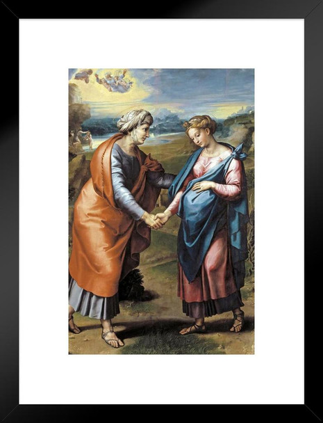 Raphael The Visitation Baby Angel Realism Romantic Artwork Raffaello Prints Biblical Drawings Portrait Painting Wall Art Renaissance Posters Canvas Art Matted Framed Art Wall Decor 20x26