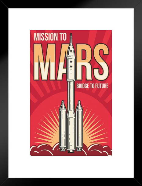 Mission To Mars Bridge to Future Vintage Space Travel Matted Framed Art Print Wall Decor 20x26 inch