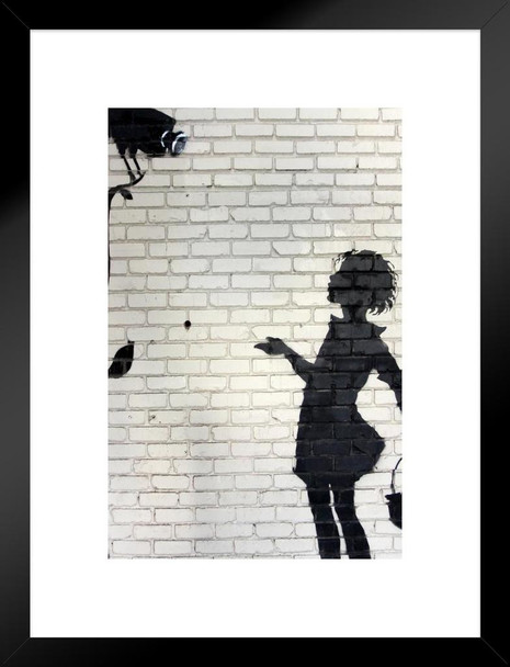 Banksy Flower Girl Street Art Banksy Canvas Print Bansky Modern Art Grafitti Canvas Wall Art Street Art Prints Graffiti Art For Wall Art Canvas Retro Pop Art Matted Framed Art Wall Decor 20x26