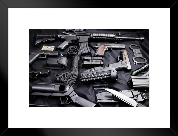 Military and Law Enforcement Weapons Photo Photograph Matted Framed Art Wall Decor 26x20