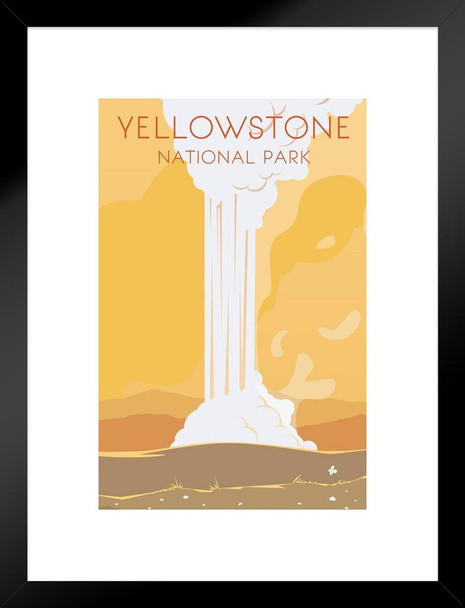 Yellowstone National Park Retro Travel Art Matted Framed Art Print Wall Decor 20x26 inch