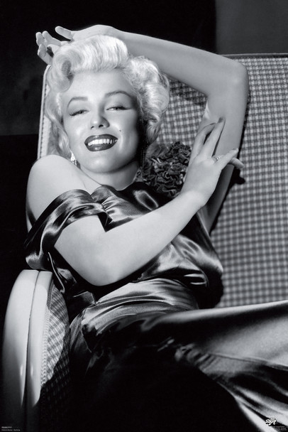 Marilyn Monroe Smiling Reclining Black White Vintage Photo Cool Wall Decor Art Print Poster 24x36