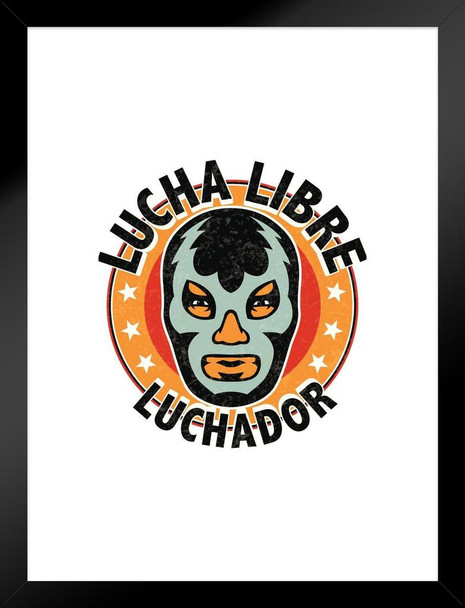 Lucha Libre Luchador Mexican Wrestling Mask Illustration Matted Framed Art Print Wall Decor 20x26 inch