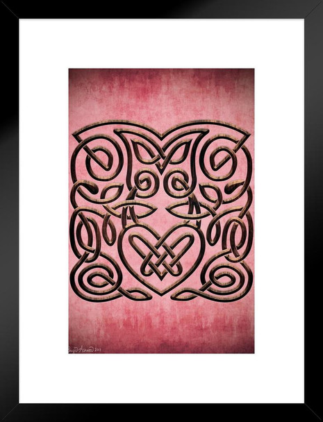 Celtic Love Knot by Brigid Ashwood Romantic Art Valentines Day Decor Matted Framed Art Wall Decor 20x26