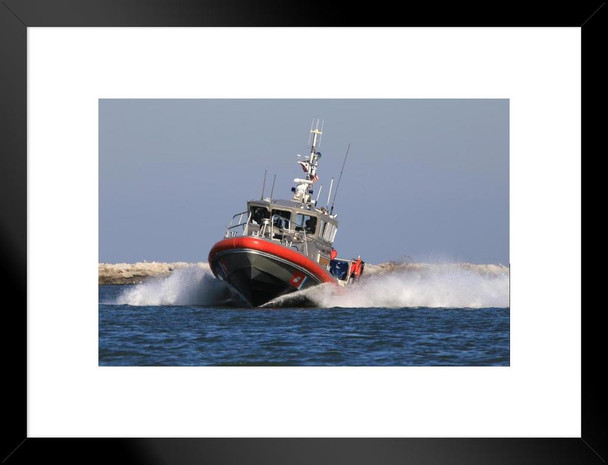United States Coast Guard Patrol Boat Cleveland Ohio Photo Photograph Matted Framed Art Wall Decor 26x20
