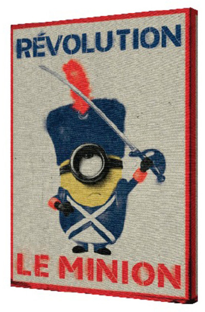 Minions Revolution Despicable Me French Soldier Uniform Sword Saluting Film Stretched Canvas 12x18