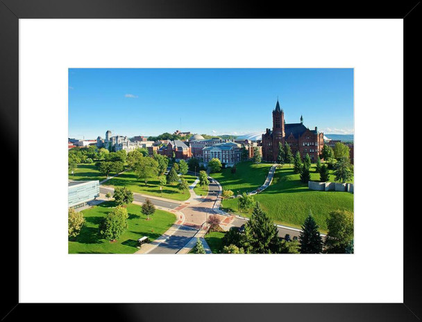 Syracuse University Campus with Crouse College Photo Art Print Matted Framed Wall Art 26x20 inch