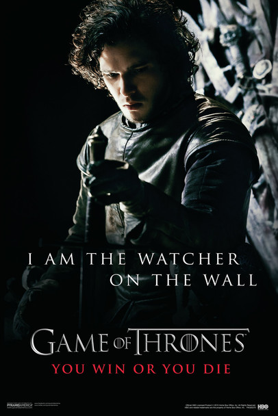 Game of Thrones I Am The Watcher On The Wall You Win Or You Die HBO TV Series Cool Wall Decor Art Print Poster 12x18