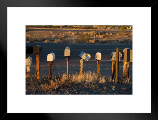 Roadside Rural Mailboxes Barstow California Photo Matted Framed Art Print Wall Decor 26x20 inch