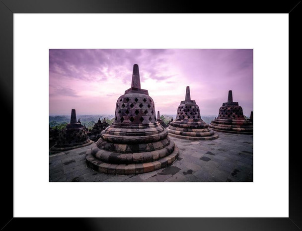 Borobudur Temple Compounds Java Indonesia Photo Matted Framed Art Print Wall Decor 26x20 inch