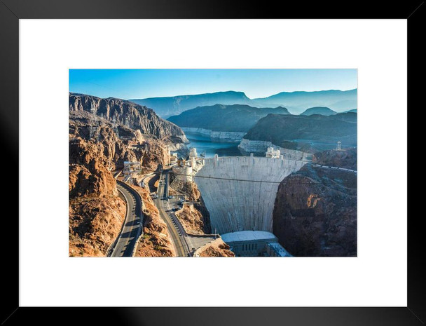 Hoover Dam in the Early Morning Light Photo Matted Framed Art Print Wall Decor 26x20 inch