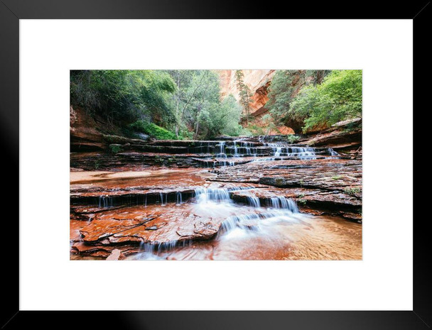 Arch Angel Falls Zion Canyon National Park Springdale Utah Photo Art Print Matted Framed Wall Art 26x20 inch