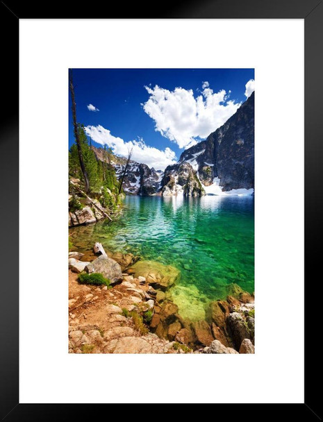 Summer Clouds over Goat Lake Sawtooth Mountains Photo Photograph Matted Framed Art Wall Decor 20x26